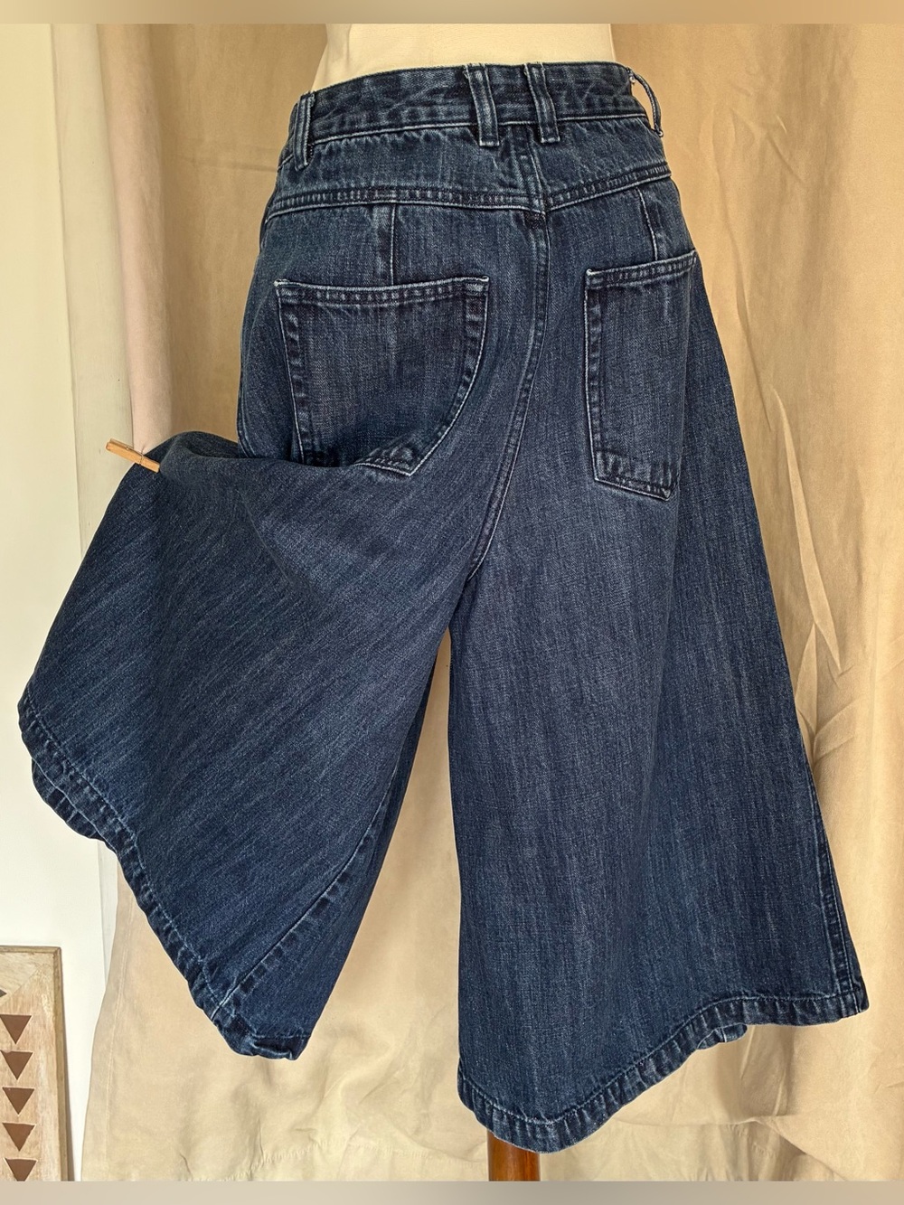 Dark Indigo Wide-Leg Denim Culottes - Picture 3 of 11